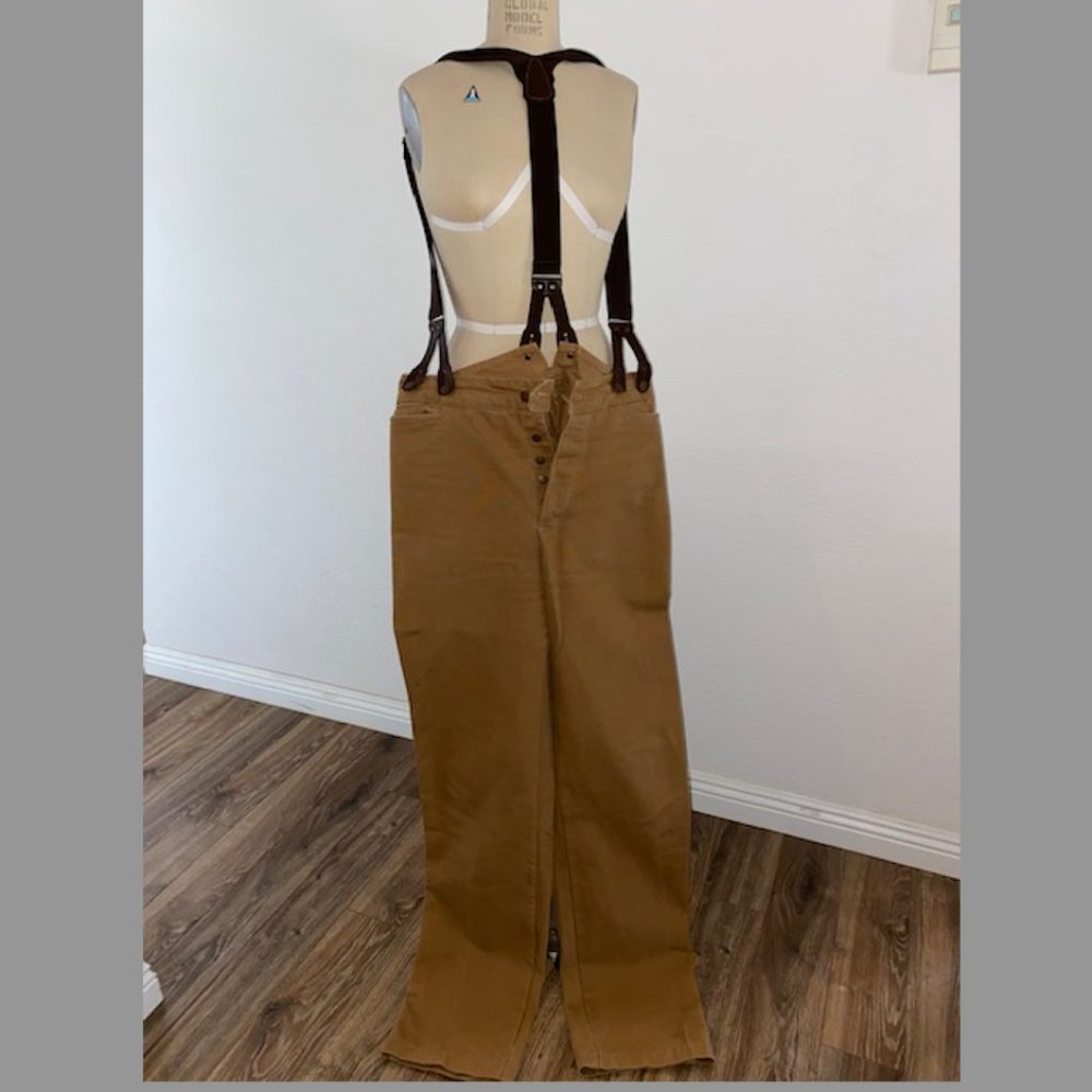 Mens Scully Button Fly Saddle Pants With Suspenders